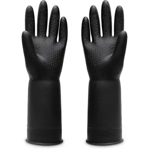 Chemical Resistant Latex Gloves Cleaning Protective Safety Work Heavy Duty Rubber Gloves