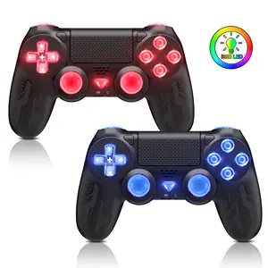 Wireless Controller for PS4, PS4 Controller with LED RGB Light Compatible with PlayStation 4/Slim/Pro/PC (Black)