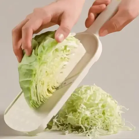 Japanese Style Beige Vegetable Cutter - Multifunctional Cabbage Slicer & Shredder, Smooth Kitchen Utensil & Gadget for Chopping, Efficiently Preparing Vegetables, Handles Cabbage & Veggies
