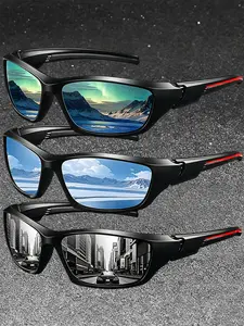 3pcs spliced sports sunglasses, Sports Eyewear, unisex, multiple colors available, classic spliced frame is paired with a non slip rubber nose pad, polycarbonate material, outdoor activities and daily wearing, durable and lightweight sunscreen accessories