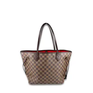 Pre-owned Louis Vuitton Damier Ebene Coated Canvas Shoulder Bags Damier Ebene Neverfull MM