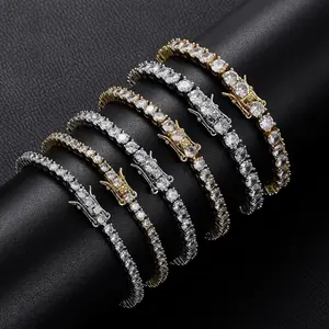Moissanite Tennis Bracelet, 10.5-14 Karat Lab Simulation Diamond Bracelet, Women's 18K White Gold Plated 925 Sterling Silver Men's Bracelet 4mm D Color VVS1 round Cut Moissanite Bracelet, Women's Men's Jewelry Gift, Bracelet