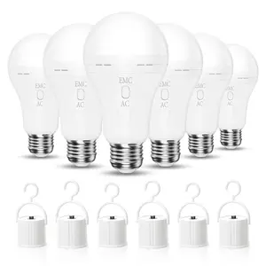 Brightown 6 Pack Rechargeable Emergency Light Bulbs A21 6500K Daylight. E26 120 Volt, 7W (60W Equivalent), Built-in 1200mAh Battery. Ideal for Home Lighting, Table Lamps, Power Outages, Camping, and Hurricane Preparedness.