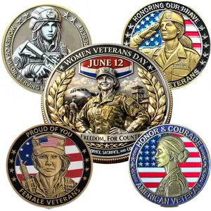 U.S. Women Veterans Day Commemorative Coin, June 12 Female Veteran Challenge Metal Coin, Gift for Veterans, Military Families, Women