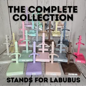 Complete Labubu Stand Collection (21 Stands) – Custom 3D Printed Display Stands with Card Sleeves & Clips
