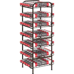 Water Bottle Organizer 7 Tier Free Standing Vertical Metal Water Bottle Rack Shelf Adjustable Water Bottle Beverage Drink Stand Holder For Kitchen Pantry Food Storage, Bronze