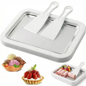 Instant Rolled Ice Cream Maker Kit – 2026 Stainless Steel Freezing Plate with 2 Spatulas, No Power Required – DIY Tray for Homemade Rolled Ice Cream, Perfect for Chridren