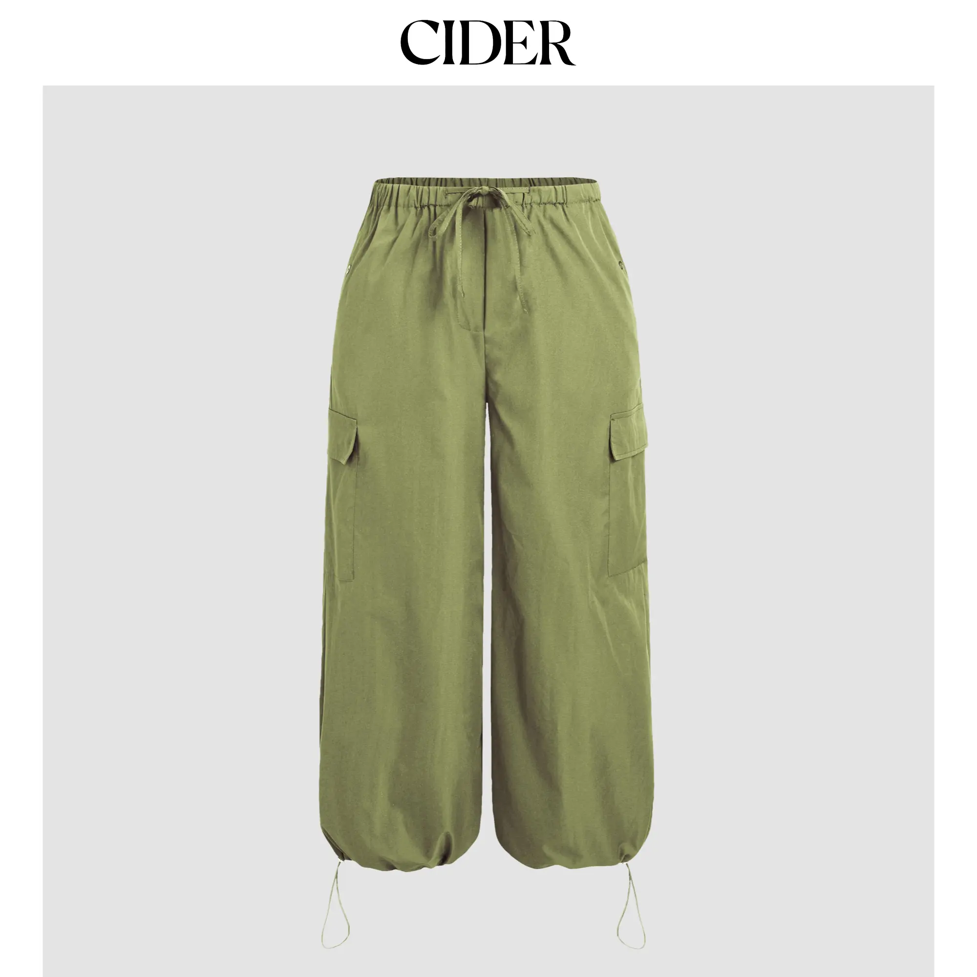 Cider [6 colors, size 2-26] Solid Low-Rise Parachute Cargo Pants Curve & Plus