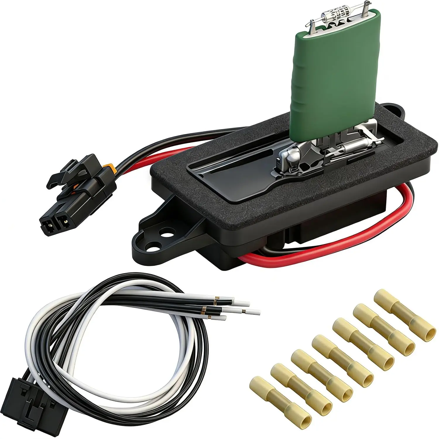 HVAC Blower Motor Resistor Kit with Harness Replacement for 2002-2009 Chevy Silverado 1500 Trailblazer GMC Envoy, 2004-2007 Buick Rainier, 2002-2006 GMC Envoy XL,Replace 89019100 973008