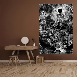 Berserk Sacrifice Tapestry Japanese Manga Printed Decoration For Bedroom Anime Wall Hanging Blanket Dorm Decor Cotton Decorative Light Linen