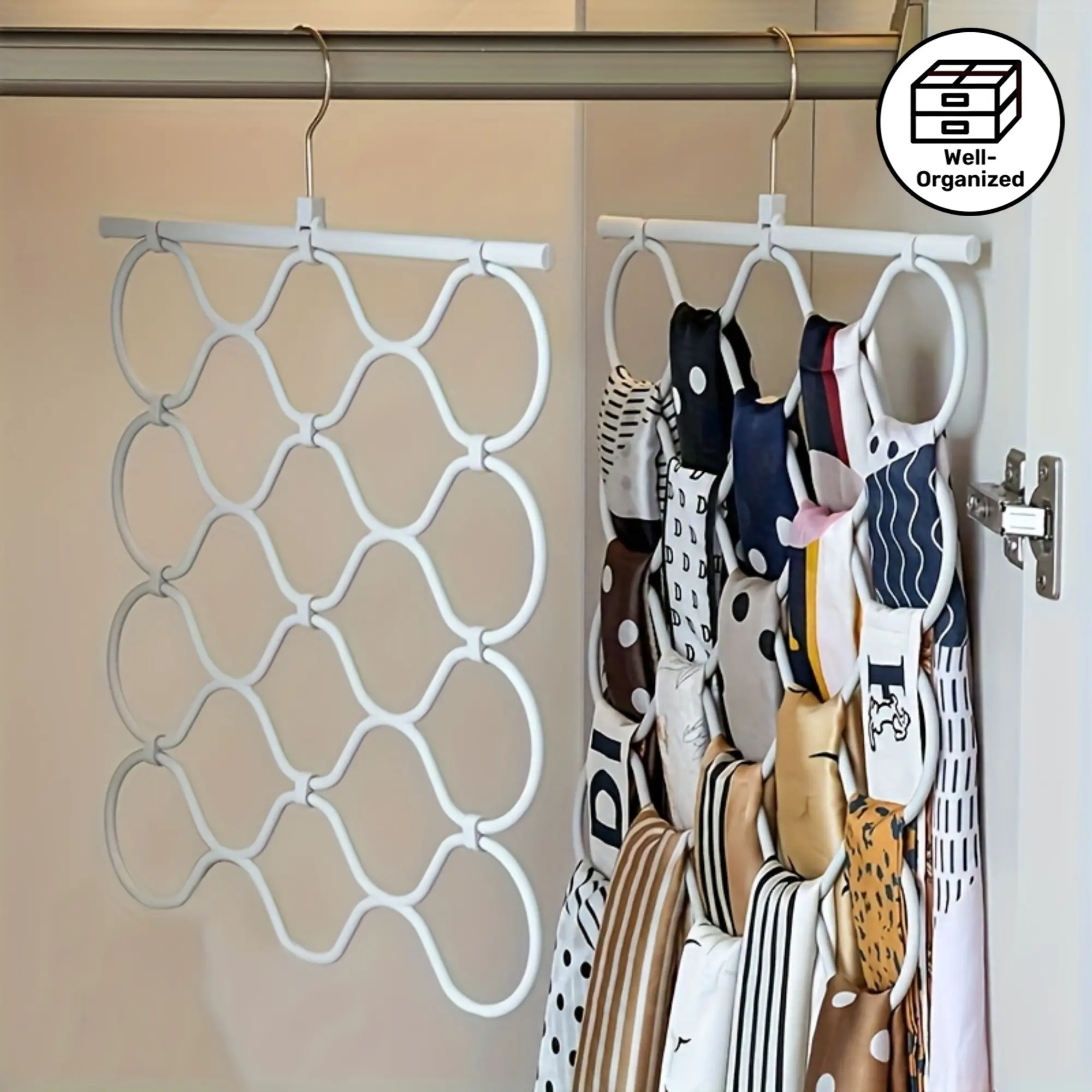 A Single-Piece Scarf Storage Rack, a Tie Organizer, Featuring Multiple Hooks with Silicone Anti-Slip Design, Specifically for Scarves, a Multifunctional Home-Use Liquid Silicone Non-Slip Hanger for Scarves, Ties, And Stockings
