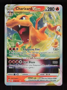 Authentic Pokémon TCG Raw Single - Charizard VSTAR, Holofoil Ultra Rare, SWSH09: Brilliant Stars 018/172