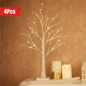 1/2/4 PCs, 2 Feet Birch, with LED Lights, Warm White Artificial Fairy Light Center Decorations, Suitable for Home Indoor Desktop, Battery/USB Powered, with Timer (Suitable for Daily Use, easter, Mother's Day, Christmas)
