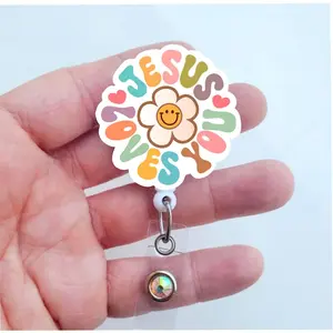 Jesus Loves You Badge Reel | Christian Badge Reel | Badge ID Holder | Nurse Badge Reel | Badge Pull | Alligator Badge