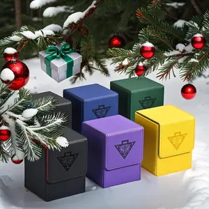 TINTEK 100+ Card Deck Box for MTG, Pkmn, Yugioh | Premium PU Leather Magnetic Case Fits 100+ Cards |  Trading Card Holder & Perfect Christmas Gift for Collectors | Black Friday Deal