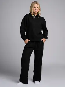 Comfrt | Halo Lightweight Matching Set | Obsidian & Steel Grey Crop Hoodie & Straight Sweatpants