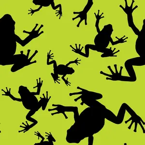 Frog Silhouettes on Green Quilting Cotton Fabric