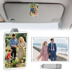 6x9 in Customizable Transparent Acrylic Car Sunshade Photo Clip Frames - Transparent-2pcs Universal Fit DIY Holder, Snap-Clip Design, Easy Installation, Personalization Room Decor Gift