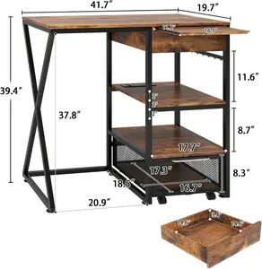 Garvee 41.7in Coffee Bar Cabinet with Power Outlet, Mini Fridge Stand & Microwave Rack with Pull-out Work Platform, Beverage Station Work Platform with Storage Organizer for Home, Dorm, Apartment Pantry