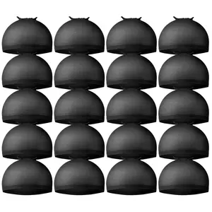 20pcs Stocking Caps for Wigs, Tan Wig Cap for Women, Stretchy Nylon Wig Cap Beige