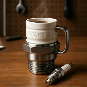 Engine Spark Plug Water Cup, Creative Industrial Style Mug, Auto Repair Theme Desktop Cup, Unique Practical Trendy Gift, Beverage Mug