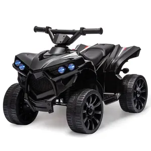 Kids ATV 4 Wheeler, 6V Ride on Quad Car with LED Lights, Music, Foot Pedal & Wear-Resistant Wheels, Battery Powered Electric Vehicle for Kids Toddler-Black