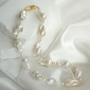 Baroque Freshwater Pearl Necklace Set | 20-30mm Statement Pearls & 4-5mm Layering Pieces | S925 Gold Plated | 47.5cm Adjustable