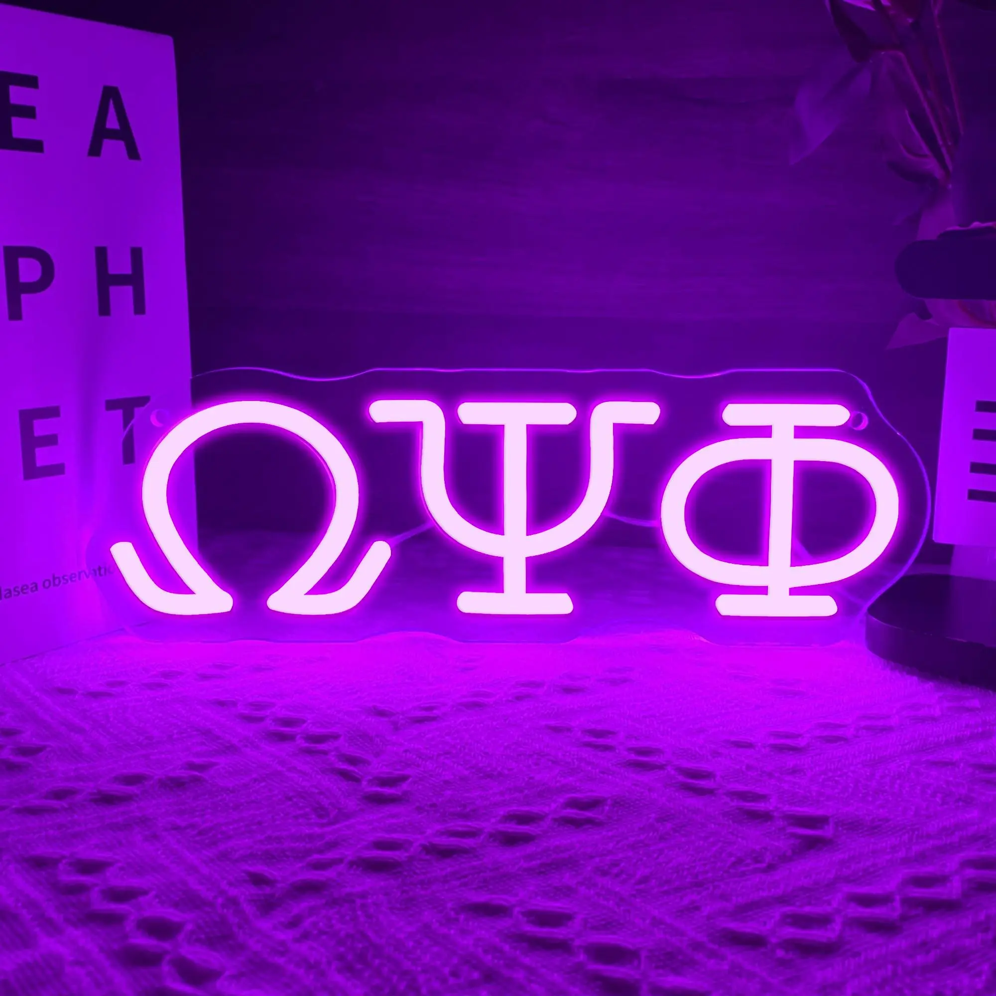 Omega Psi Phi Neon Light - USB Powered LED Neon Lights Decorative Led Light Letters Greek Lettering Wall Decor For Home & Party Atmosphere Light, Perfect Gift For Fraternity Members
