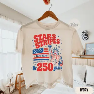 Usa Stars Stripes And 250 Years Of Freedom Comfort Colors Boxy Tee America 250th Anniversary Crop Tee 1776 2026 4th Of July Tee