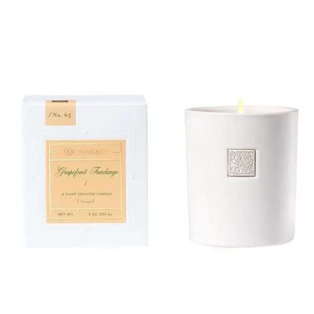 GRAPEFRUIT FANDANGO Aromatique Boxed 9 oz White Ceramic Scented Jar Candle