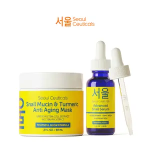Turmeric & Snail Mucin Soothing Glow Bundle - Korean K Beauty Routine for Face Hydrates and Soothes with 97.5% Snail Mucin Turmeric Kaolin Niacinamide Hyaluronic Aloe Rice Bran Extract Moisturizes