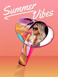 Summer Vibes Heart Shape Hand held mirror
