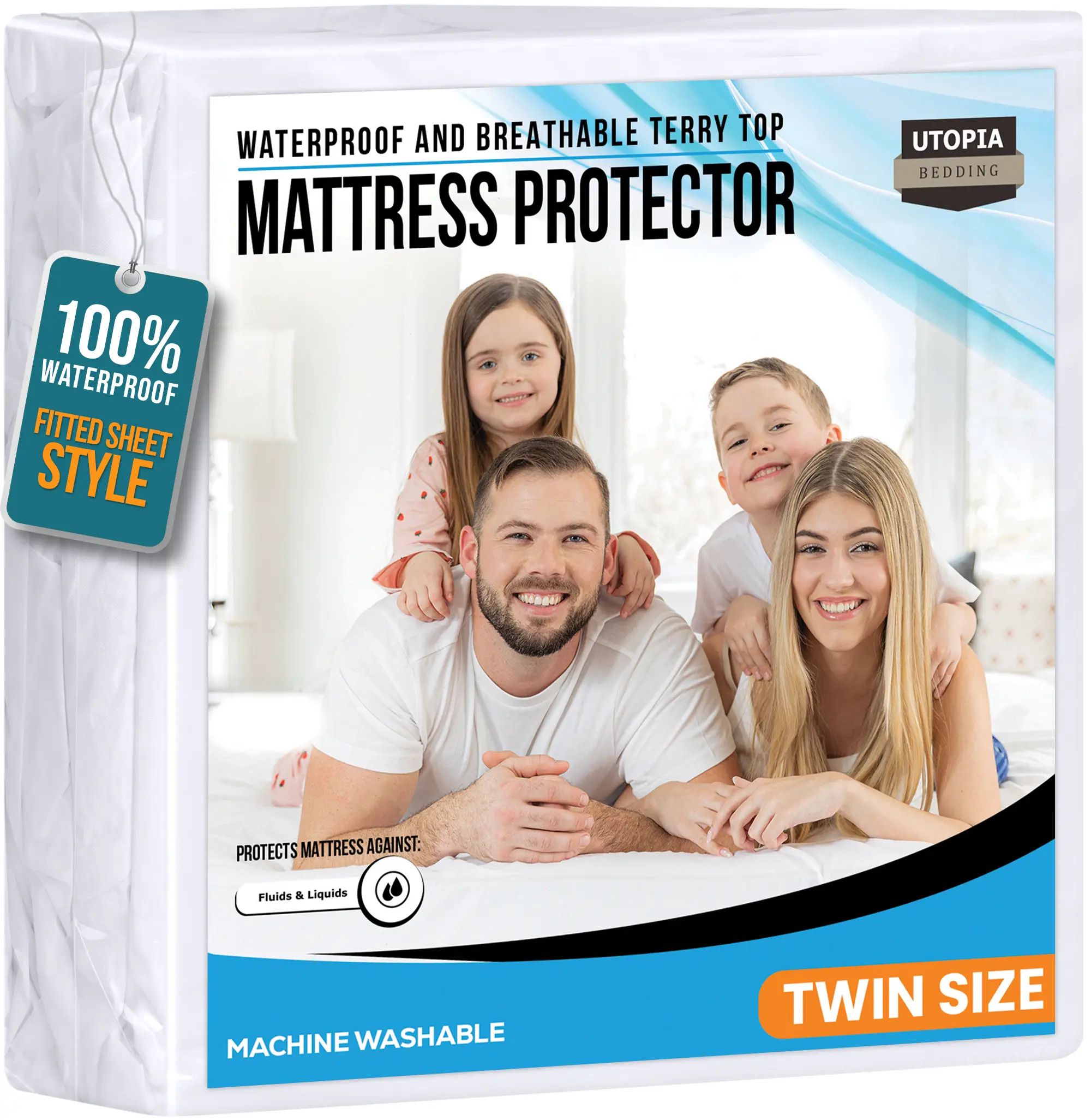 Utopia Bedding Soft Waterproof Terry Mattress Protector - 200 GSM 100% Polyester Fitted Topper, Breathable, Stretchable Pockets, Twin Size, Cold Wash, Absorbent Sheets, Washable Bed Pads (Mattress Pads/Toppers/Protectors), Bed Pads Washable, Mattress Topp