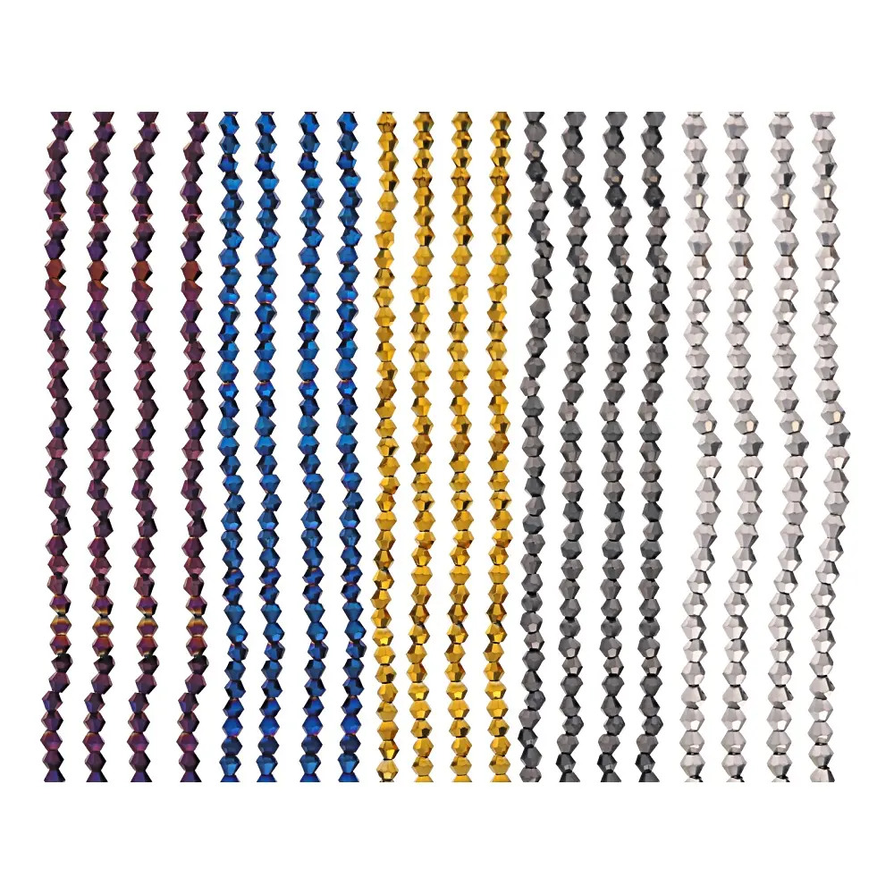 JTV Multicolor 3mm Glass Bicone Beads, Crafting Strand Set of 20 for DIY Beading & Jewelry Making