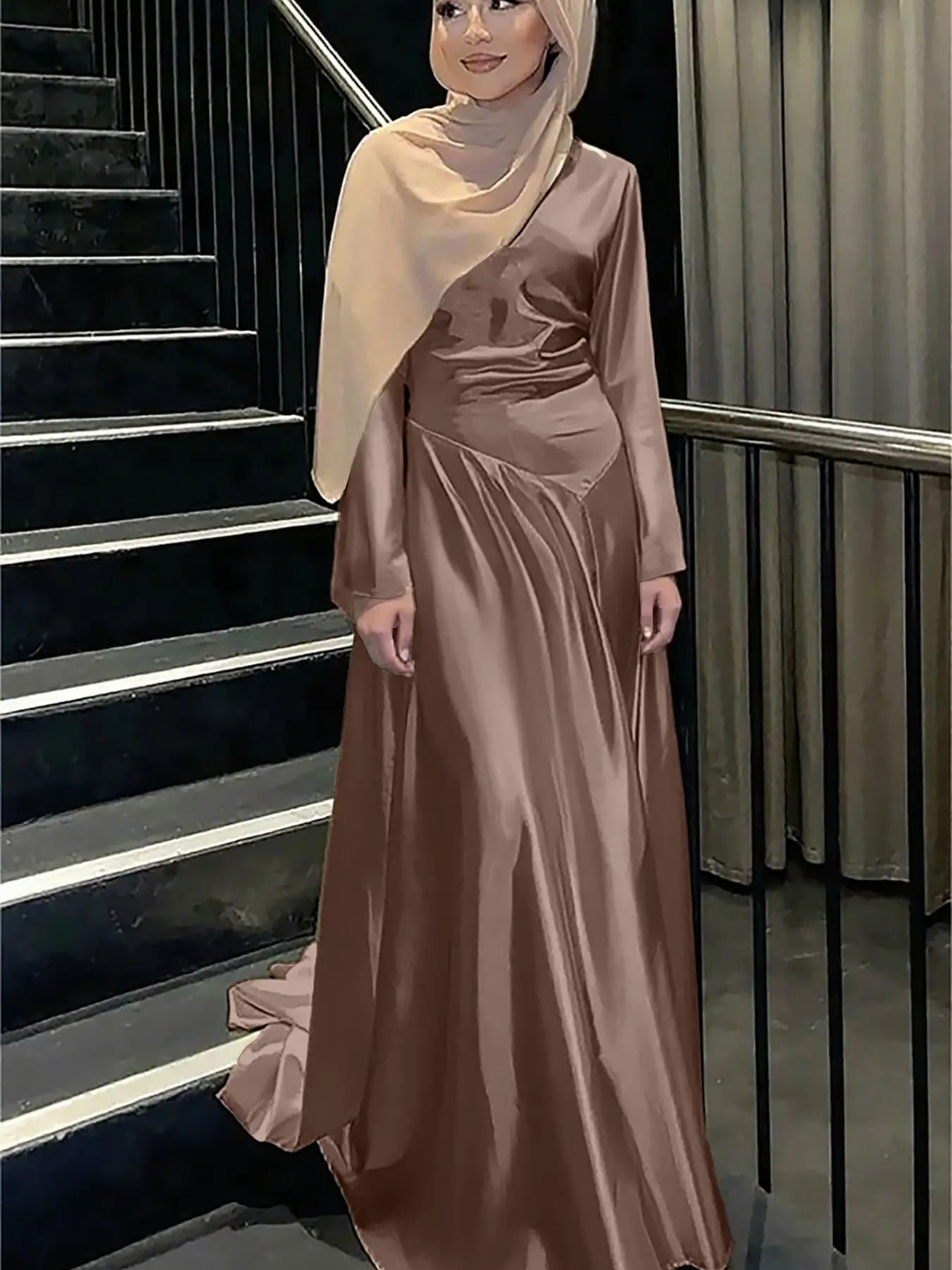 Elegant Women's Slimming Waist A-Line Dress, Graceful Muslim Fashion, Muslim Dresses, Modest Style Dress, Modest Muslim Clothing, Modest Gown, Modest Fashionable, Modest Clothes, Formal Occasion Wear, Stylish and Sophisticated Design