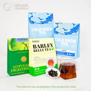 Cold Brew Tea Set With Cold Brew Jasmine Tea Set With Lotus Leaf Digestive Tea With Barley Belly Tea 4 Cartons 21g（3g*7packs）in One Carton
