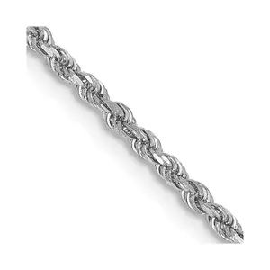 14K White Gold 1.75mm 20In D/C Rope With Lobster Clasp Chain