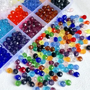 660 pcs Vibrant Glass Bead Kit - Mixed Random color 4mm 6mm 8mm Faceted Round AB Crystal for easter decorations for home DIY Jewelry Making - Ideal for Bracelets, Necklaces, Earrings -  Bracelet Beads|Faceted Glass Beads Beads for Jewelry Making