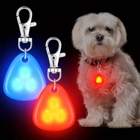 Night Visible Silicone Dog Safety Pendant, Durable & EasyClip-on Dog Pendants with LED Light, Dog &Cat Collars Accessories gift