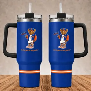 NYC Champion Teddy Tumbler 40oz With Handle, Knicks Travel Mug Basketball, Stainless Steels
