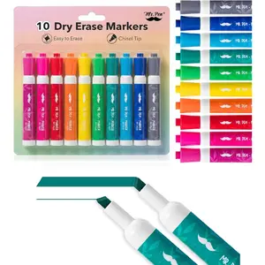 Dry Erase Markers, 10 Pack, Assorted Colors, Low Odor Ink, Chisel Tip, White Board Markers, Ideal for Classroom, Back to School Supplies, Teachers, Office, Whiteboard & Home