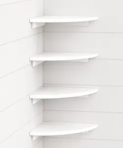 Set of 4, White Corner Floating Shelves for Wall,  Rounded Corner Shelves Wall Mounted (Set of 4, White )