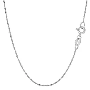 14k White Gold Singapore Chain Necklace, 1.0mm