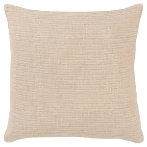 22"x22" Oversize Solid Striped Square Throw Pillow Cover Light Beige - Rizzy Home: Woven Texture, Transitional Decor