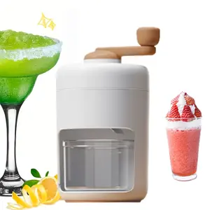 Portable Hand Crank Ice Crusher - 304 Stainless Steel, Food Grade PP, Shaved Ice Maker for Home, Outdoor Activities, Stylish White Design, Easy to Use