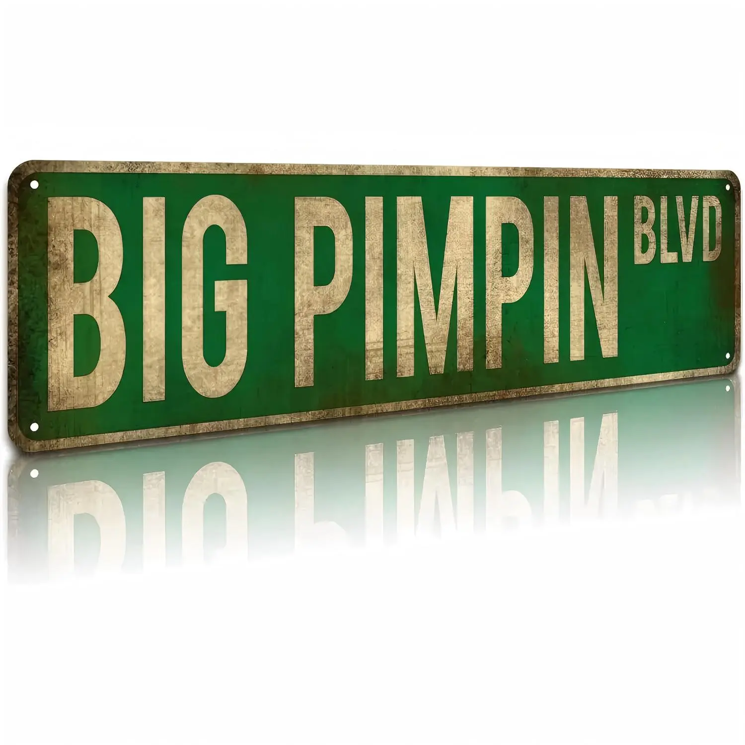 Big Pimpin Blvd Novelty Aluminium Street Sign, 16x4 in Metal Wall Decor, Funny Plaque for Bedroom & Home Bar (Home Supplies Gift), Novelty Street Sign