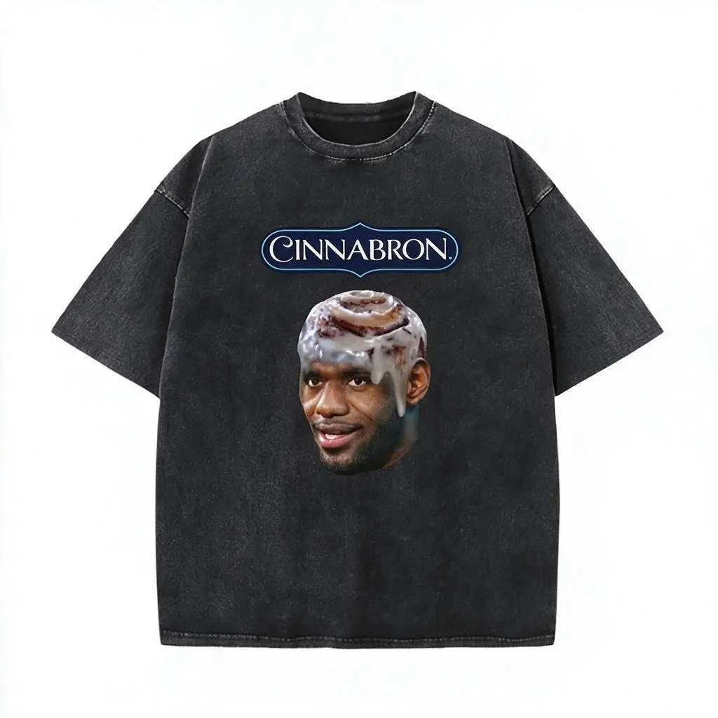 Cinnabron LeBron James Funny Meme Graphic Tee, Unisex Casual Short Sleeve Cotton Top, Humorous Sports Fan Apparel, Trendy Gift T‑Shirt For Adult Men And Women