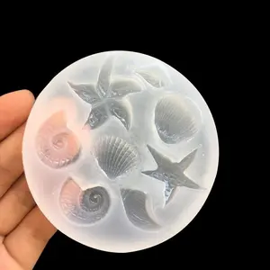 Mirror Ocean Series Crab Shell Starfish Conch Crystal Resin Mold Phone Case Decorative Accessories, DIY Silicone Mold Tool