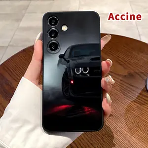 Straight Edge Phone Case Compatible with Samsung Galaxy S23 Ultra S24 Plus S25 S22+ Midnight Mist Muscle Pattern Pocket-Friendly Shockproof Silicone Protective SoftCase