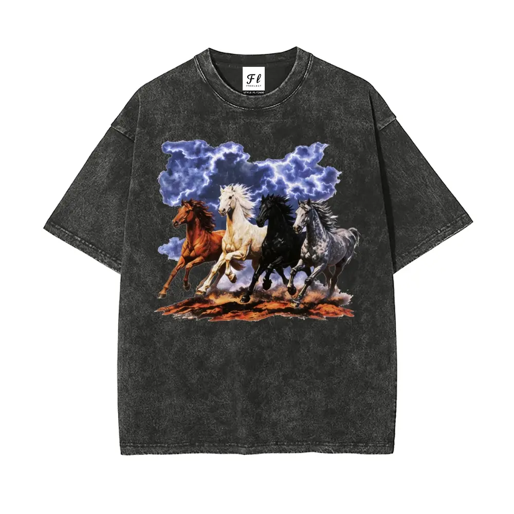 Men's Vintage Retro Tshirt with Western Horse Graphic, Casual